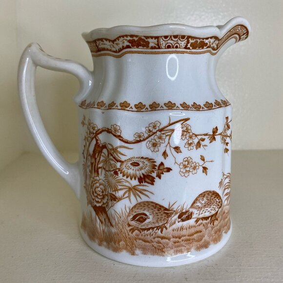 Vintage FURNIVALS Pottery 32 oz Pitcher - BROWN QUAIL  Reg# 684771 England 1913 - Picture 2 of 5